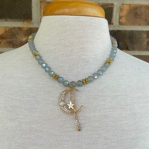 Handmade Gold Crescent Moon Pendant Necklace